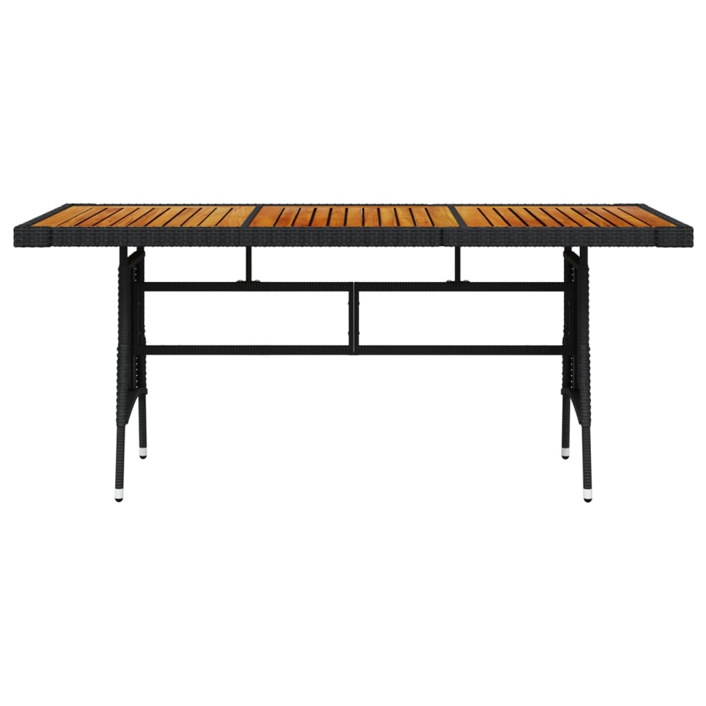 Mesa de jardim 160x70x72 cm vime PE e acácia maciça preto