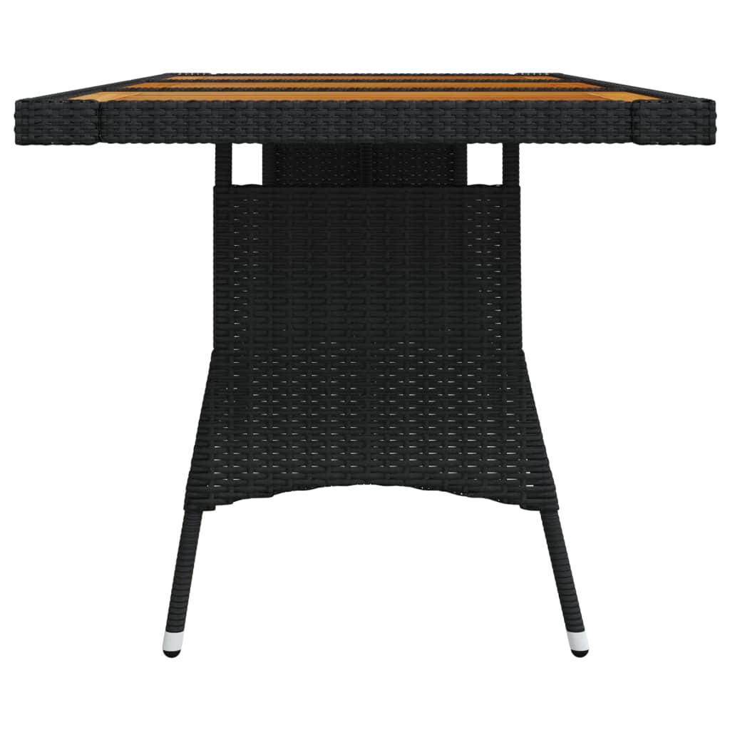 Mesa de jardim 160x70x72 cm vime PE e acácia maciça preto