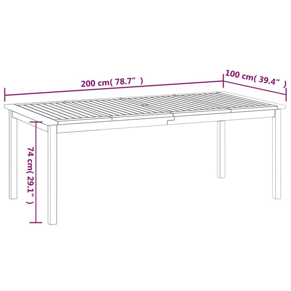 Mesa de jardim 200x100x74 cm madeira de acácia maciça