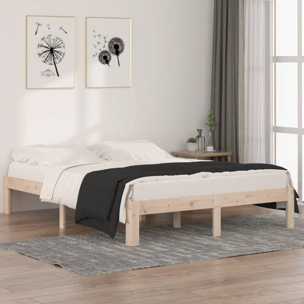 King bed frame 150x200 cm solid wood