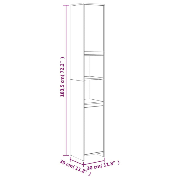 WC cabinet 30x30x183.5 cm smoked oak wood-based