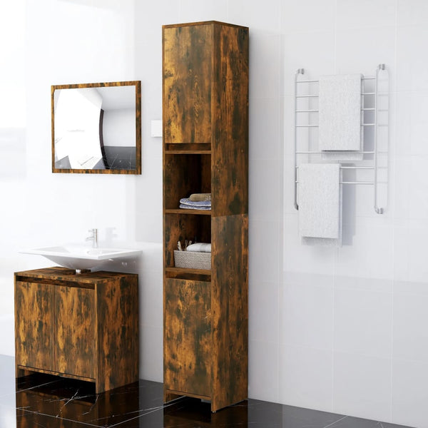 Mueble WC 30x30x183,5 cm base madera roble ahumado