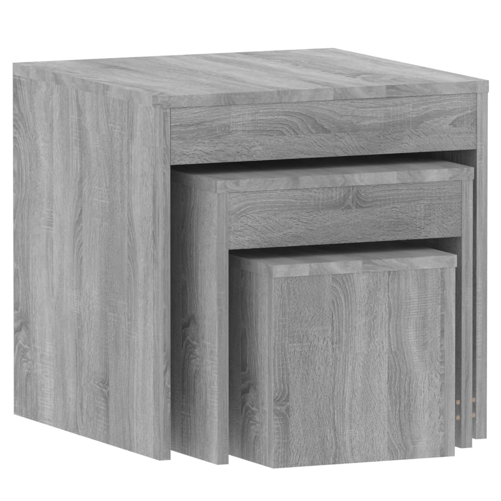 Mesas de encastrar 3 pcs derivados de madeira cinzento sonoma