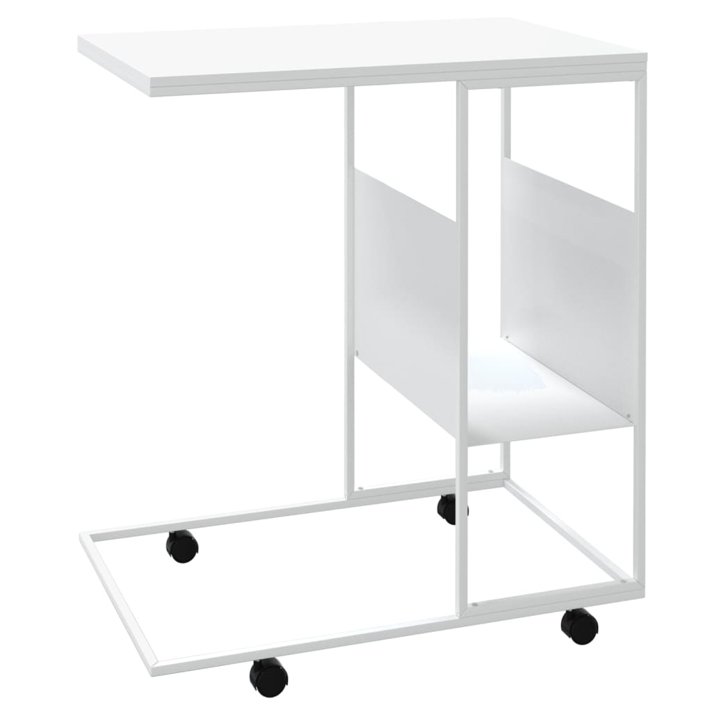 Mesa de apoio c/ rodas 55x36x63,5cm derivados de madeira branco