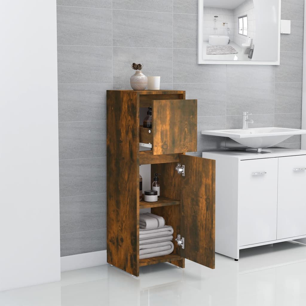 WC cabinet 30x30x95 cm smoked oak wood-based