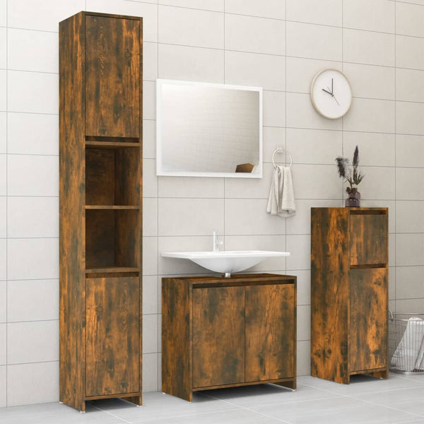 Mueble WC 30x30x95 cm base madera roble ahumado