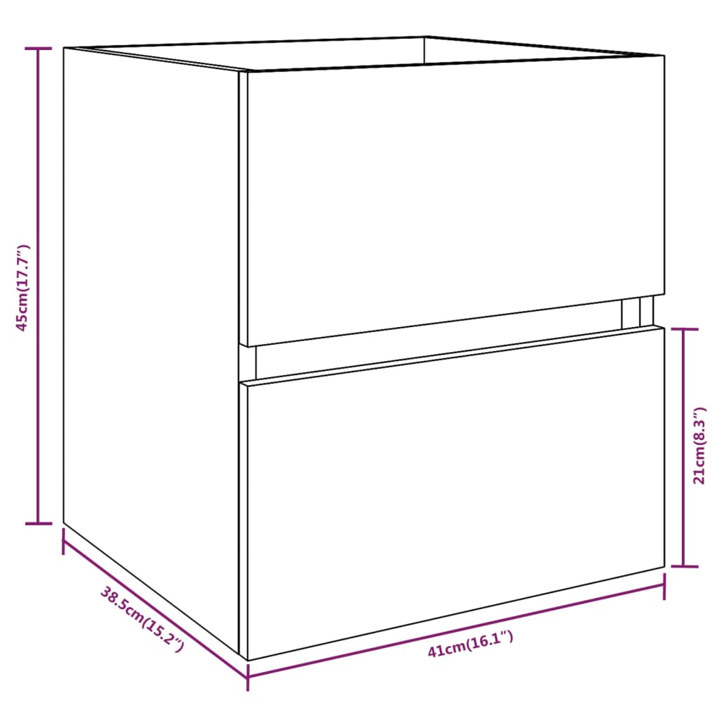 Mueble bajo lavabo derivado 41x38,5x45cm. madera de roble ahumado