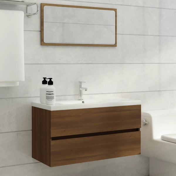 Mueble bajo lavabo de 90x38,5x45cm fabricado en madera fundición de roble.