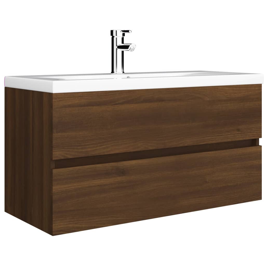 Mueble bajo lavabo de 90x38,5x45cm fabricado en madera fundición de roble.