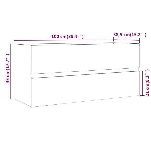 Móvel p/ lavatório 100x38,5x45cm derivados madeira cinza sonoma