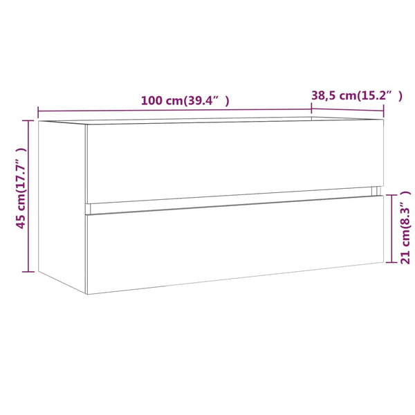 Mueble lavabo derivado 100x38,5x45 cm. madera de roble marrón