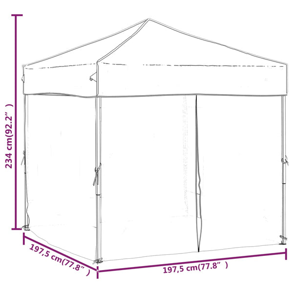 Tenda para festas dobrável com paredes laterais 2x2 m creme