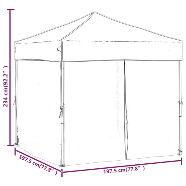 Tenda para festas dobrável com paredes laterais 2x2 m antracite