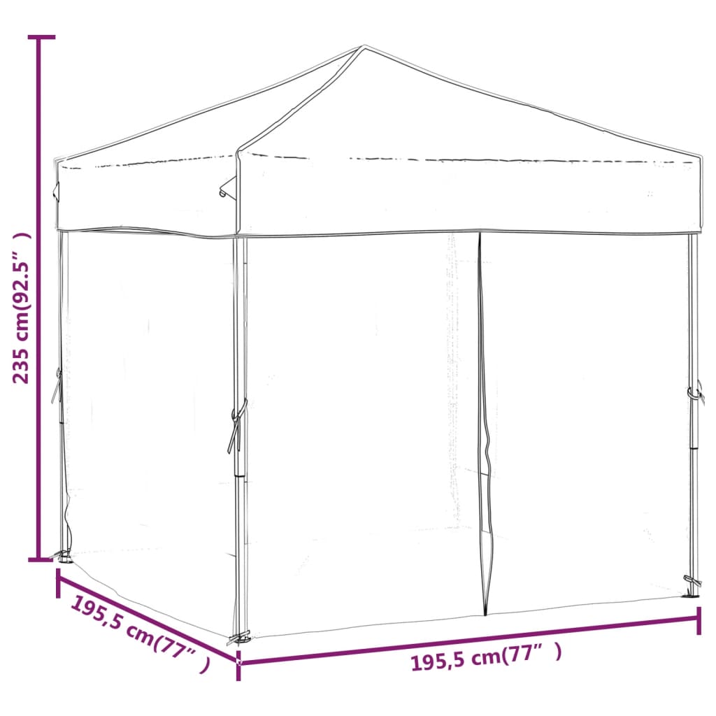 Tenda para festas dobrável com paredes laterais 2x2 m branco