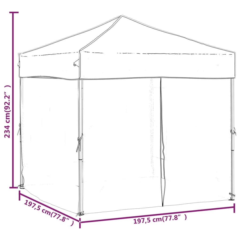 Tenda para festas dobrável com paredes laterais 2x2 m preto