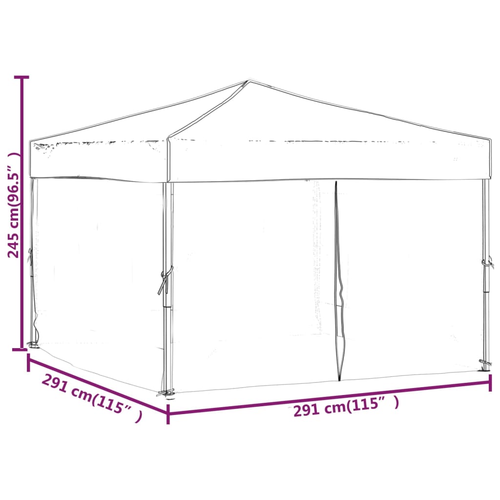 Tenda para festas dobrável com paredes laterais 3x3 m antracite