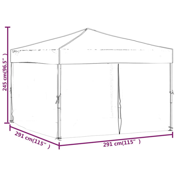 Tenda para festas dobrável com paredes laterais 3x3 m antracite