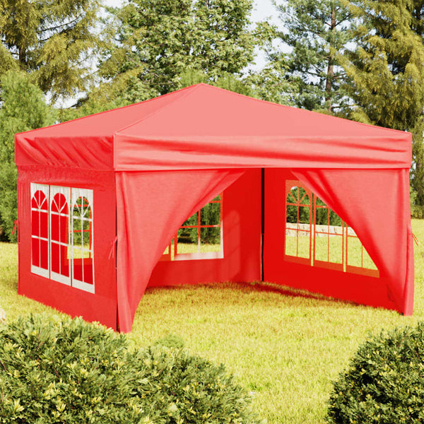 Tenda para festas dobrável com paredes laterais 3x3 m vermelho