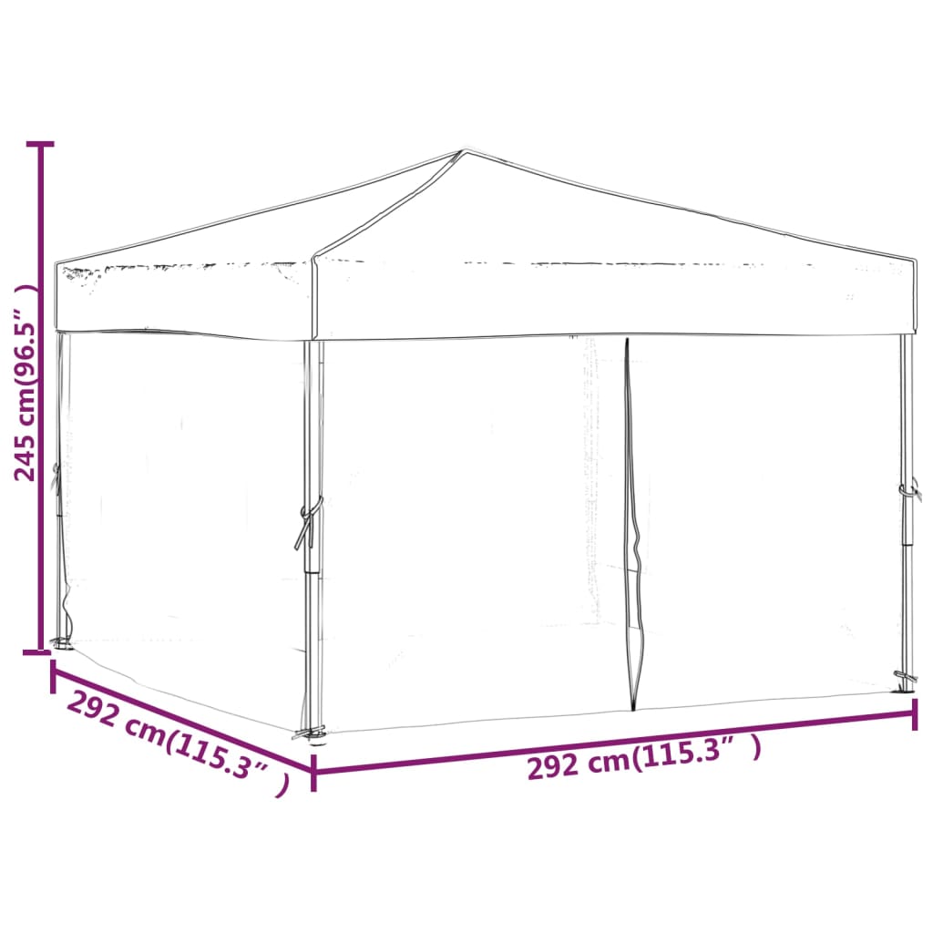Folding party tent with side walls 3x3 m white