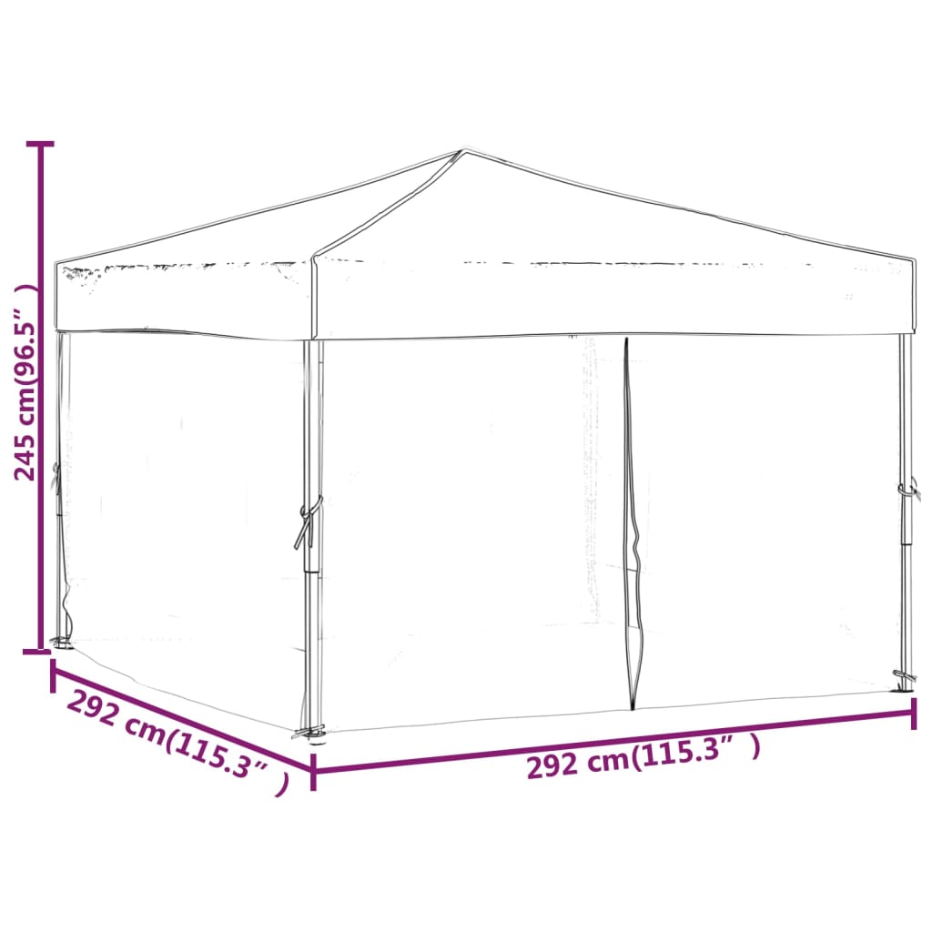 Carpa para fiestas plegable con paredes laterales 3x3 m blanco