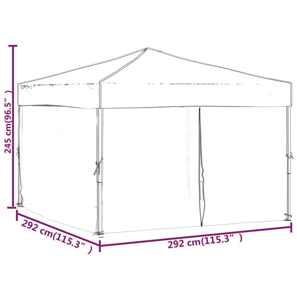 Carpa para fiestas plegable con paredes laterales 3x3 m blanco