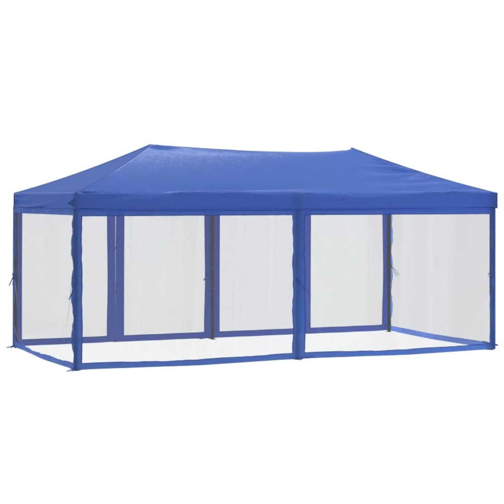 Folding party tent with side walls 3x6 m blue