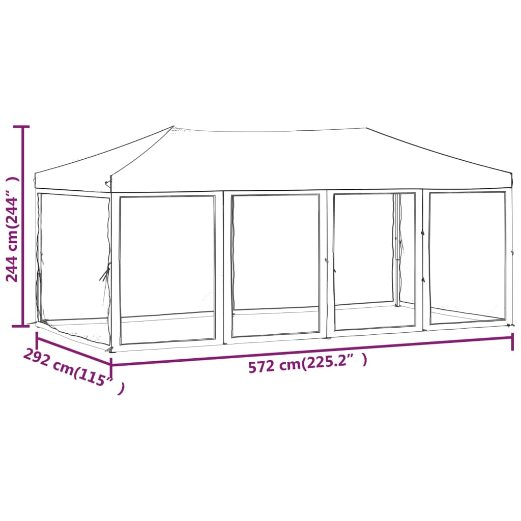 Folding party tent with side walls 3x6 m blue