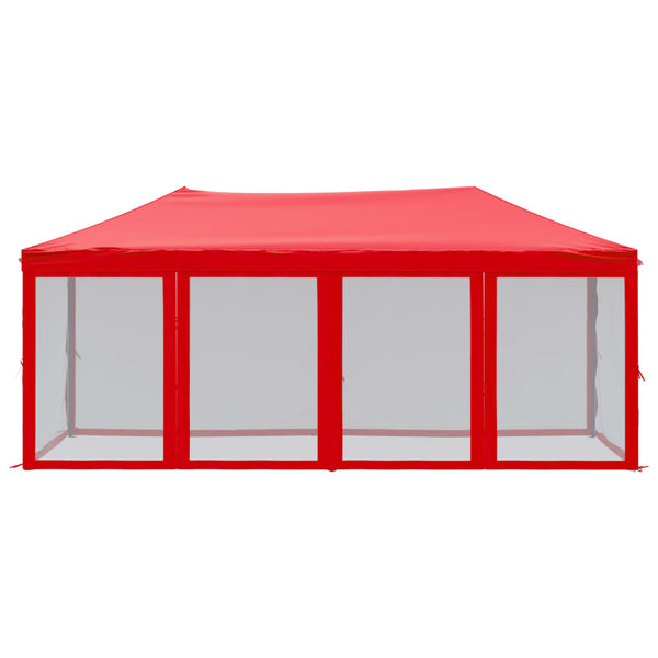 Folding party tent with side walls 3x6 m red
