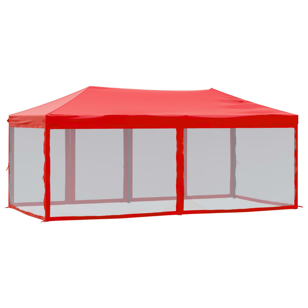 Folding party tent with side walls 3x6 m red