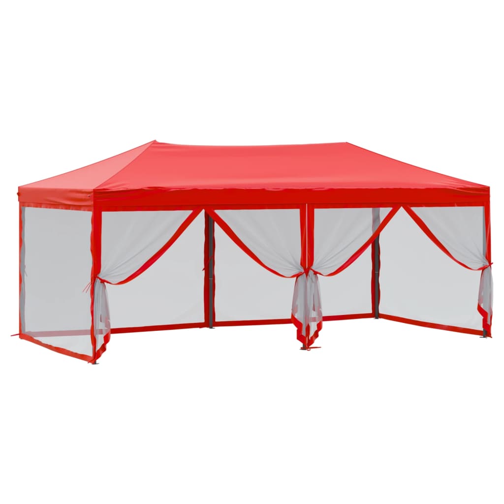 Folding party tent with side walls 3x6 m red