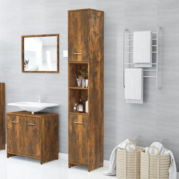 WC cabinet 30x30x183.5 cm smoked oak wood-based