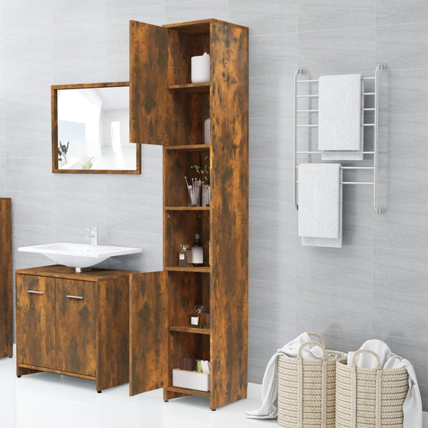 WC cabinet 30x30x183.5 cm smoked oak wood-based