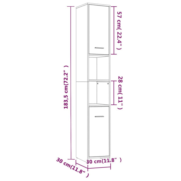 WC cabinet 30x30x183.5 cm smoked oak wood-based