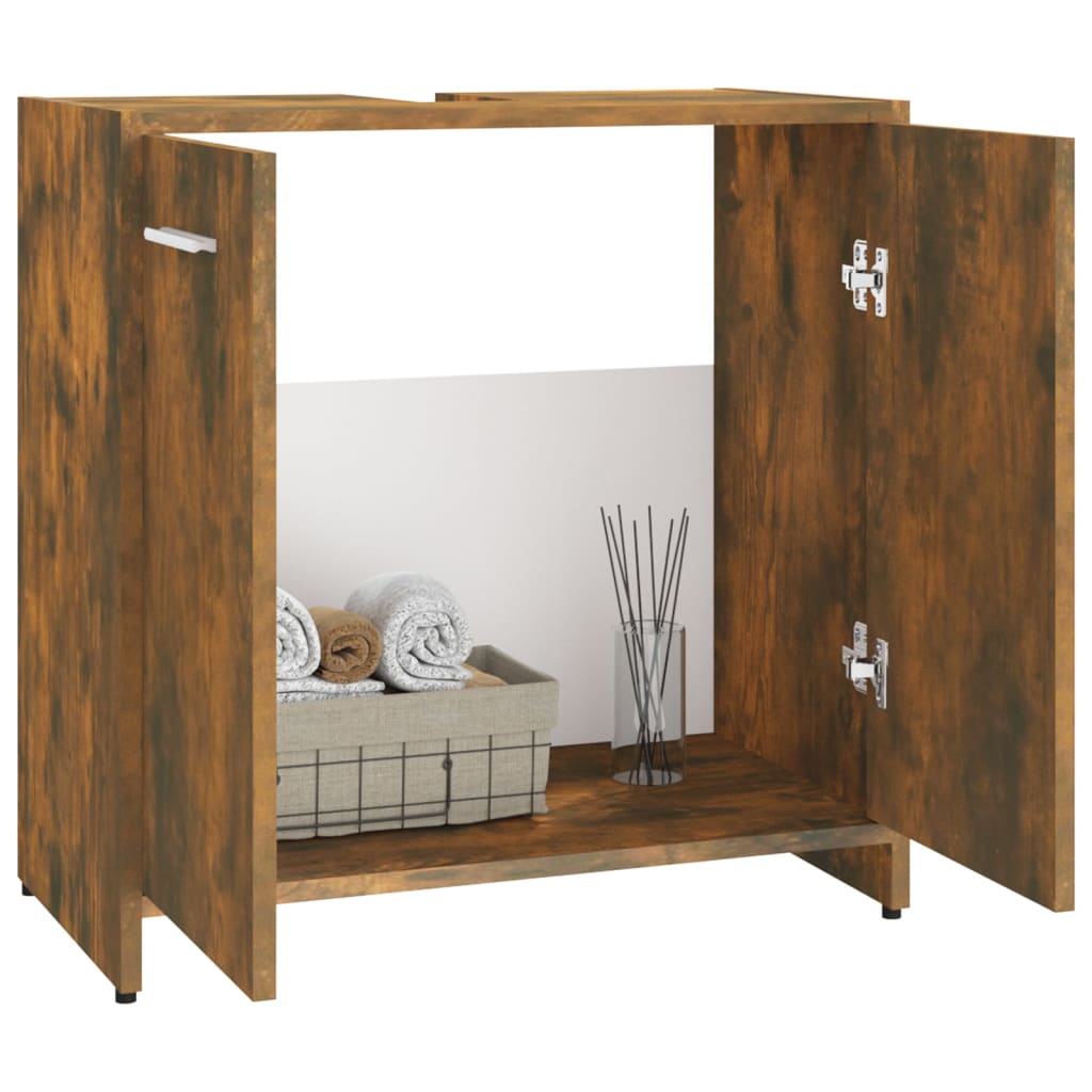 Bathroom cabinet 60x33x60 cm smoked oak wood