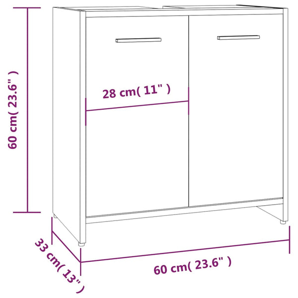 Bathroom cabinet 60x33x60 cm smoked oak wood