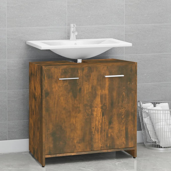 Mueble de baño 60x33x60 cm madera roble ahumado