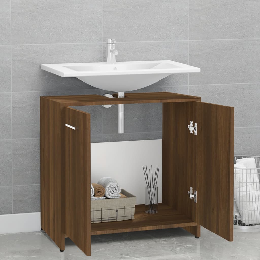 WC cabinet 60x33x60 cm made of brown oak wood