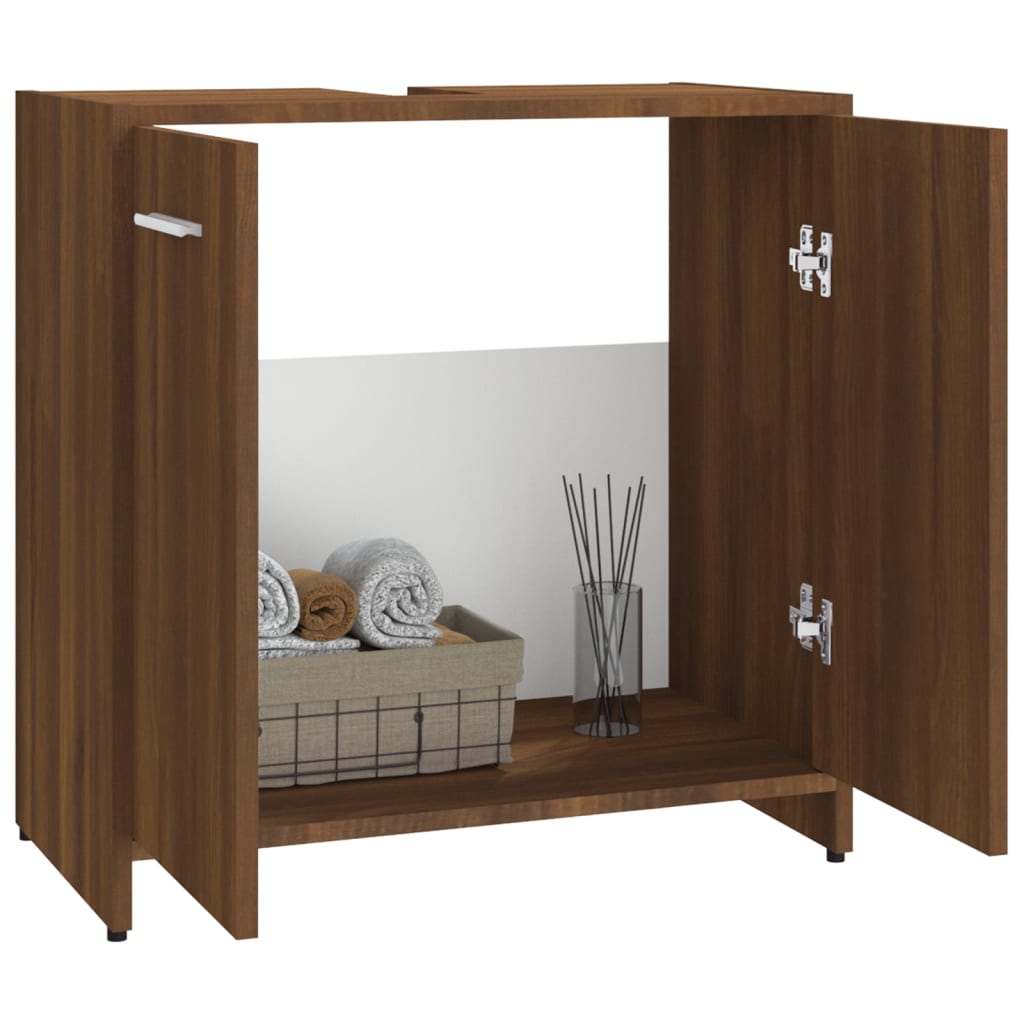 WC cabinet 60x33x60 cm made of brown oak wood