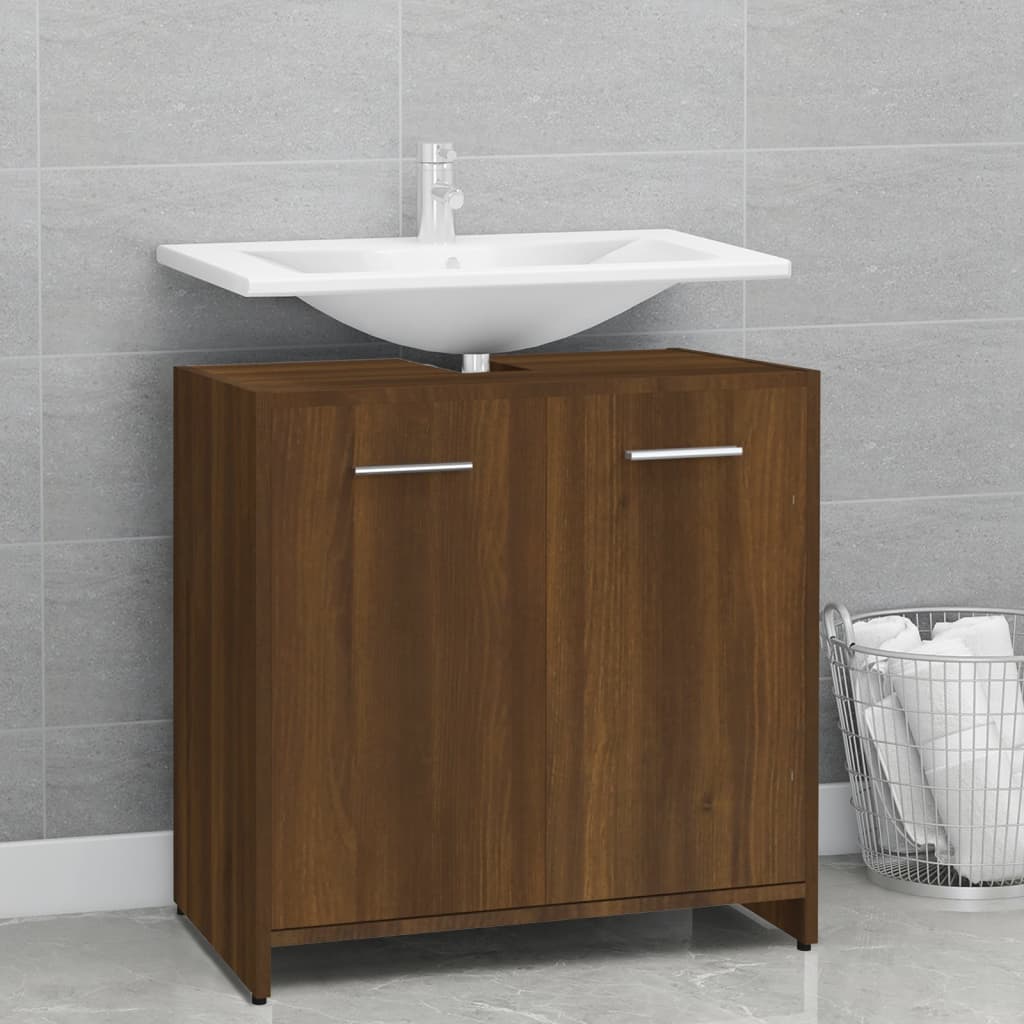 WC cabinet 60x33x60 cm made of brown oak wood