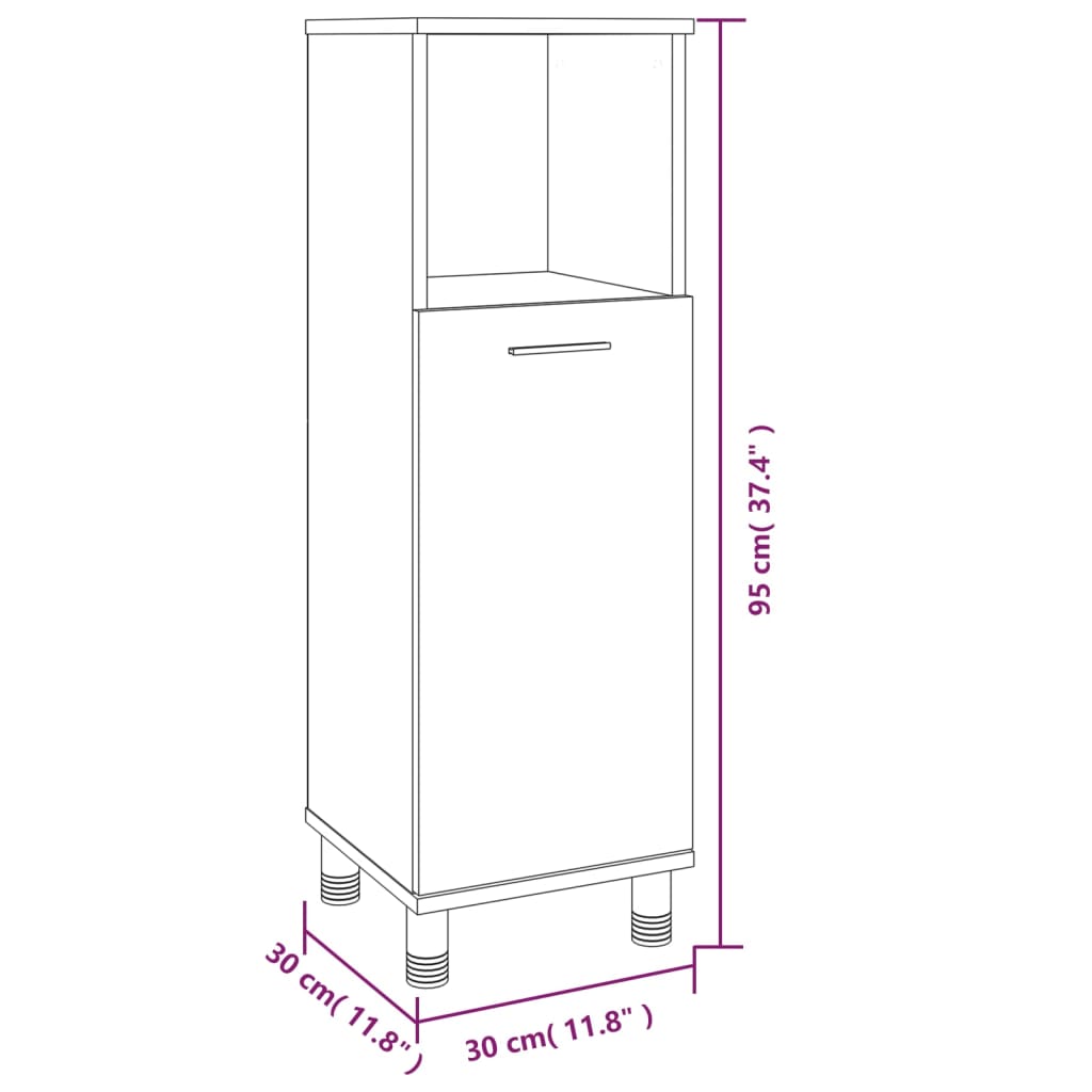 Bathroom cabinet 30x30x95 cm smoked oak wood