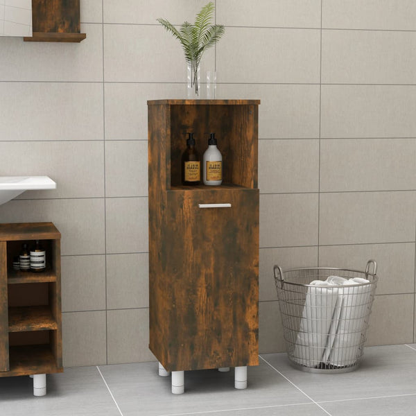 Mueble de baño 30x30x95 cm madera roble ahumado