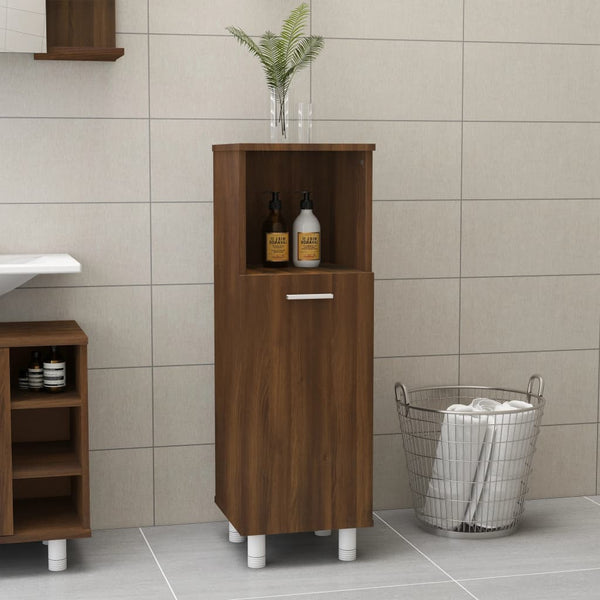 WC cabinet 30x30x95 cm made of brown oak wood