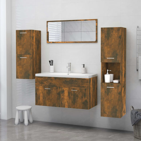 Mueble de baño 30x30x130 cm madera roble ahumado