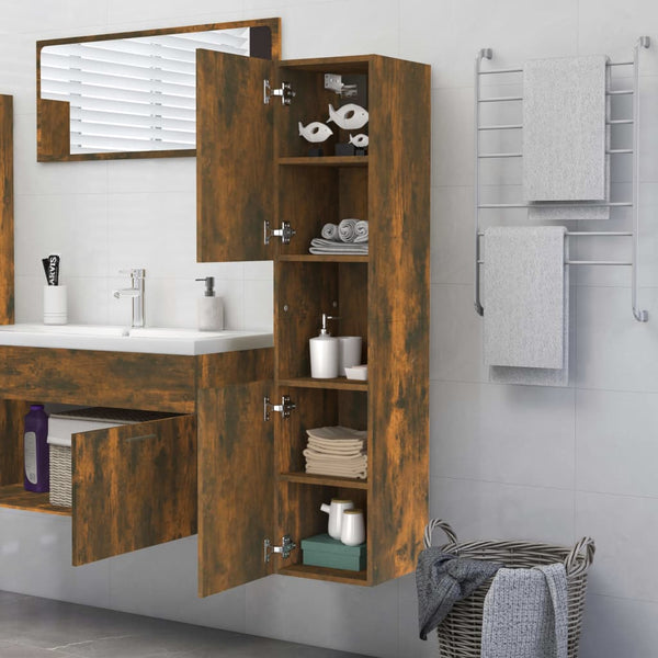 Bathroom cabinet 30x30x130 cm smoked oak wood