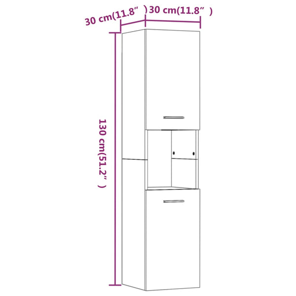 Bathroom cabinet 30x30x130 cm smoked oak wood