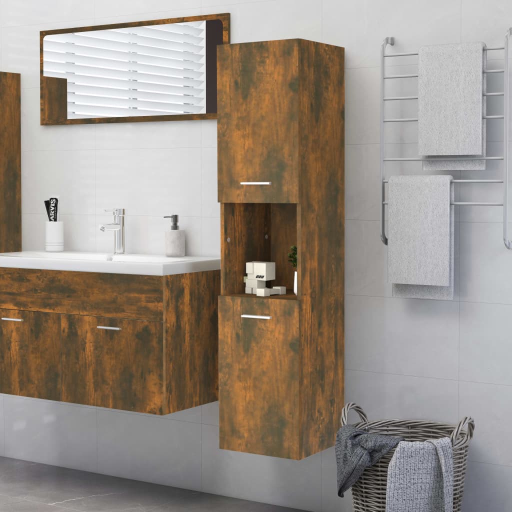 Bathroom cabinet 30x30x130 cm smoked oak wood