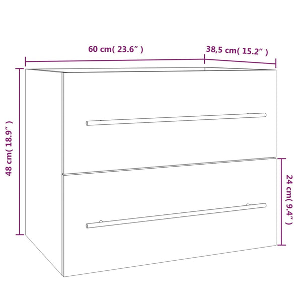 Mueble lavabo 60x38,5x48 cm madera de roble ahumado