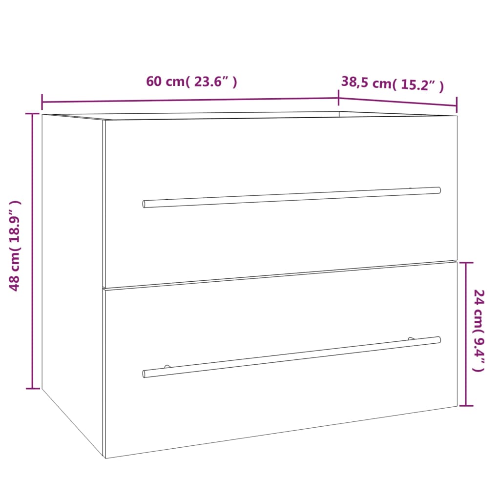 Mueble lavabo derivado 60x38,5x48 cm. madera de roble marrón