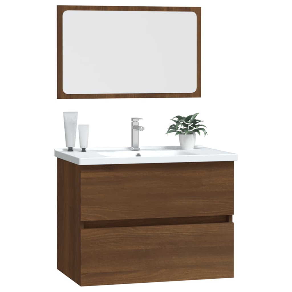 2 pcs conj. móveis WC derivados madeira cor carvalho castanho