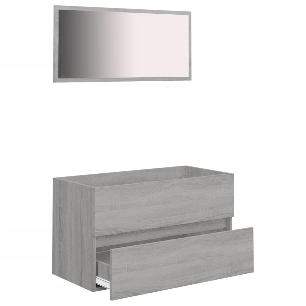 Conjunto de mueble para WC 2 piezas de madera gris Sonoma.